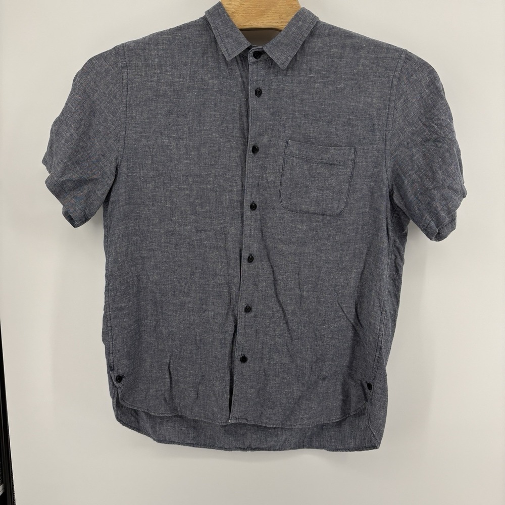 Outerknown Shirt Mens Extra Large Blue Chambray Button Up Short Sleeve Hemp - Picture 2 of 10